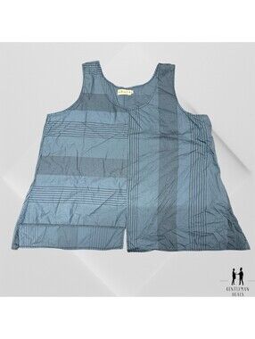 Bodil Tank Top Shirt 100%  Cotton Asymmetrical Striped Blue Tunic Sz XL